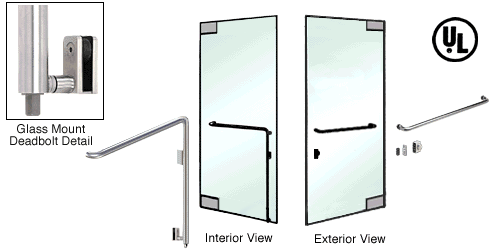 C.R. Laurence CRL Brushed Stainless Right Hand Reverse Glass Mount Keyed Access &quot;A&quot; Exterior Bottom Securing Deadbolt Handle | DB110A3GKBS