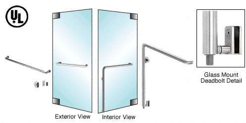 C.R. Laurence CRL Brushed Stainless Left Hand Reverse Glass Mount Cylinder/Thumbturn &quot;A&quot; Exterior Bottom Securing Deadbolt Handle | DB110A4G1BS
