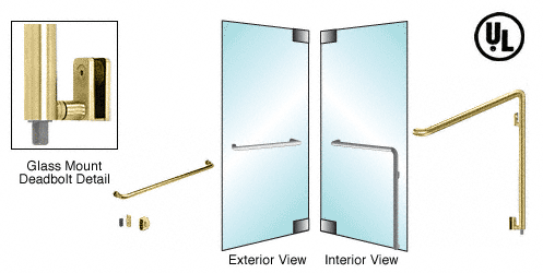 C.R. Laurence CRL Satin Brass Right Hand Swing Glass Mount Keyed Access &quot;A&quot; Exterior Bottom Securing Deadbolt Handle | DB110A5GKSB