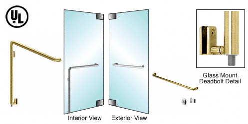 C.R. Laurence CRL Polished Brass Left Hand Swing Glass Mount Keyed Access &quot;A&quot; Exterior Bottom Securing Deadbolt Handle | DB110A6GKPB