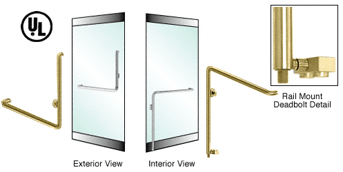 C.R. Laurence CRL Polished Brass Left Hand Reverse Rail Mount Thumbturn/Cylinder Access &quot;B&quot; Exterior Bottom Securing Deadbolt Handle | DB110B4R1PB