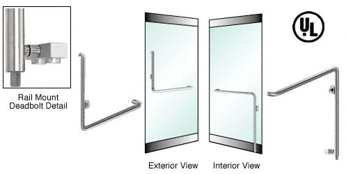 C.R. Laurence CRL Brushed Stainless Right Hand Rail Mount Keyed Access &quot;B&quot; Exterior Bottom Securing Deadbolt Handle | DB110B5RKBS