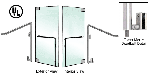C.R. Laurence CRL Brushed Stainless Left Hand Reverse Glass Mount Keyed Access &quot;C&quot; Exterior Bottom Securing Deadbolt Handle | DB110C4GKBS