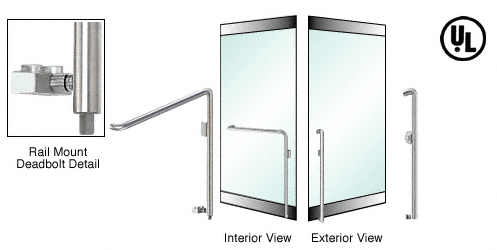 C.R. Laurence CRL Polished Stainless Right Hand Reverse Rail Mount Keyed Access &quot;K&quot; Exterior Bottom Securing Deadbolt Handle | DB110K3RKPS