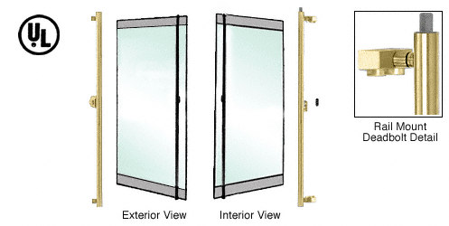 C.R. Laurence CRL Polished Brass Left Hand Double Acting Rail Mount Keyed Access &quot;F&quot; Top Secured Deadbolt Exterior Handle | DB130F2RKPB