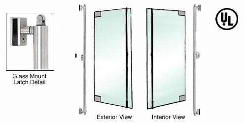 C.R. Laurence CRL Brushed Stainless Right Hand Double Acting Glass Mount Keyed Access &quot;F&quot; Bottom Secured Deadbolt Exterior Handle | DB131F1GKBS