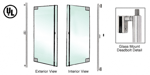 C.R. Laurence CRL Brushed Stainless Left Hand Double Acting Glass Mount &quot;F&quot; Exterior Top and Bottom Secured Deadbolt Handle With Cylinder Outside and Thumbturn Inside | DB132F2G1BS