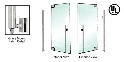 C.R. Laurence CRL Brushed Stainless Right Hand Double Acting Glass Mount Keyed Access &quot;KS&quot; Exterior Bottom Securing Deadbolt Handle | DB140KS1GKBS