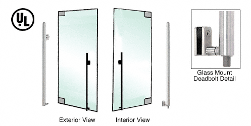 C.R. Laurence CRL Polished Stainless Left Hand Double Acting Glass Mount Keyed Cylinder/Thumbturn  &quot;KS&quot; Exterior Bottom Securing Deadbolt Handle | DB140KS2G1PS