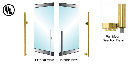 C.R. Laurence CRL Polished Brass Left Hand Reverse Rail Mount Cylinder/Thumbturn &quot;KS&quot; Bottom Secured Deadbolt Exterior Handle | DB140KS4R1PB