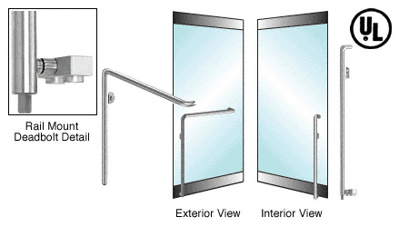 C.R. Laurence CRL Polished Stainless Right Hand Swing Rail Mount Cylinder Outside &quot;C&quot; Exterior Bottom Securing Deadbolt Handle | DB150C5RKPS