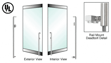 C.R. Laurence CRL Polished Stainless Left Hand Reverse Rail Mount Keyed Access &quot;K&quot; Exterior Bottom Securing Deadbolt Handle | DB150K4RKPS