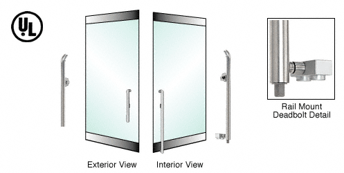 C.R. Laurence CRL Brushed Stainless Left Hand Reverse Rail Mount Cylinder/Thumbturn &quot;P&quot; Exterior Bottom Securing Deadbolt Handle | DB150P4R1BS