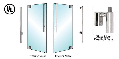 C.R. Laurence CRL Brushed Stainless Left Hand Reverse Glass Mount Cylinder/Thumbturn Access &quot;JS&quot; Exterior Top Securing Deadbolt Handle | DB170JS4G1BS