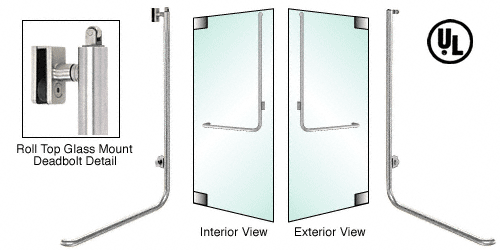 C.R. Laurence CRL Brushed Stainless Right Hand Swing Roll Top Glass Mount Cylinder Outside &quot;D&quot; Exterior Top Securing Deadbolt Handle | DBR100D5GKBS