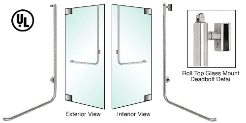 C.R. Laurence CRL Brushed Stainless Left Hand Swing Roll Top Glass Mount Cylinder Outside &quot;D&quot; Exterior Top Securing Deadbolt Handle | DBR100D6GKBS