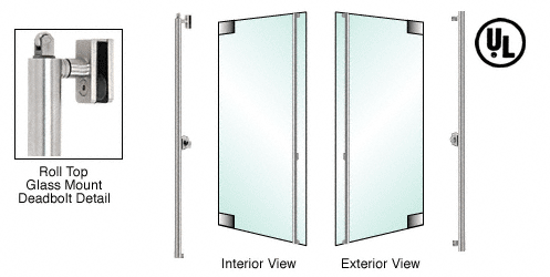 C.R. Laurence CRL Polished Stainless Right Hand Reverse Roll Top Double Acting Glass Mount Cylinder Outside &quot;F&quot; Top Secured Deadbolt Exterior Handle | DBR130F3GKPS