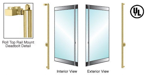 C.R. Laurence CRL Satin Brass Right Hand Reverse Roll Top Rail Mount Cylinder/Cylinder &quot;F&quot; Top Secured Deadbolt Exterior Handle | DBR130F3RKSB