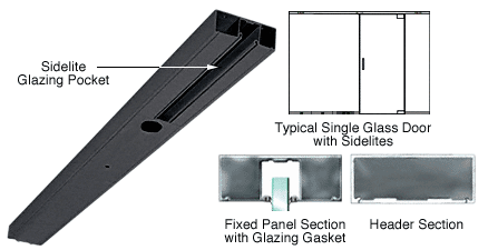 C.R. Laurence CRL Black Custom Length 4-1/2&quot; One Pocket Single Sided Door Header | DCH1SBLC