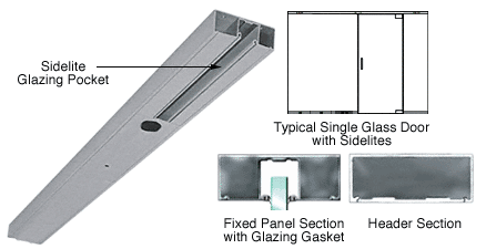 C.R. Laurence CRL Brushed Stainless Custom Length 4-1/2&quot; One Pocket Single Sided Door Header | DCH1SBSC