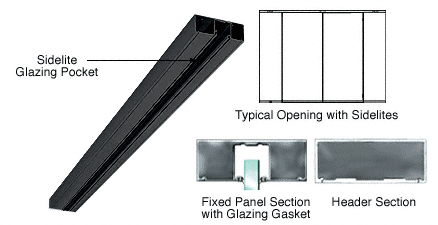 C.R. Laurence CRL 4&quot; Black Header with Glazing Pocket Only Custom Length | DCH40BLC