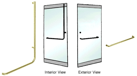C.R. Laurence CRL Polished Brass Right Hand Reverse Rail Mount &quot;A&quot; Exterior Top Securing Dummy Handle | DH100A3RPB