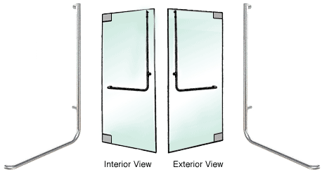 C.R. Laurence CRL Brushed Stainless Right Hand Double Acting Glass Mount Exterior Top Securing Dummy Handle | DH100D1GBS