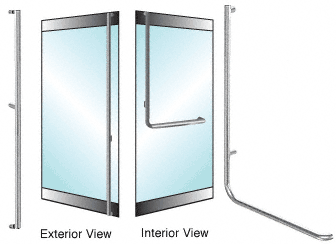 C.R. Laurence CRL Brushed Stainless Left Hand Double Acting Rail Mount &quot;F&quot; Exterior Dummy Handle | DH100F2RBS