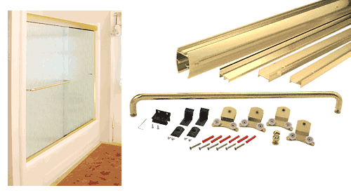 C.R. Laurence CRL Brite Gold Anodized Cottage DK Series Sliding Shower Door Kit  60&quot; x 72&quot; with Metal Jambs for 3/8&quot; Glass | DK386072BGA