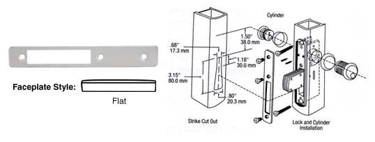 C.R. Laurence CRL Aluminum Finish Flat Faceplate for DL2110 Series Long Throw Deadlocks | DL2111A