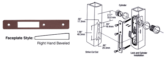 C.R. Laurence CRL Dark Bronze Finish Right Hand Beveled Faceplate for DL2130 Series Hook Throw Deadlocks | DL2135DU