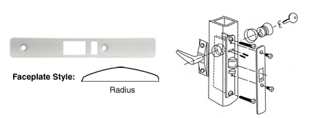 C.R. Laurence CRL Aluminum Finish Radius Faceplate for DL2140 Deadlatch Locks | DL2142A