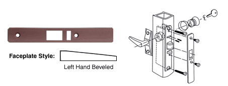 C.R. Laurence CRL Dark Bronze Finish Left Hand Beveled Faceplate for DL2140 Series Deadlatch Lock | DL2144DU