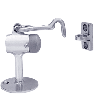 C.R. Laurence CRL Satin Chrome Finish Brass Floor Mounted Heavy Duty Door Stop with Hook and Holder | F823