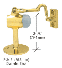 C.R. Laurence CRL Polished Brass Finish Floor Mounted Heavy Duty Door Stop with Hook and Holder | DL2521PB