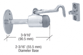 C.R. Laurence CRL Satin Chrome Finish Wall Mounted Heavy Duty Door Stop with Hook and Holder | DL2531A
