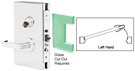 C.R. Laurence CRL Satin Chrome Left Hand 6&quot; x 10&quot; Center Lock With Housing | DL610LCSC