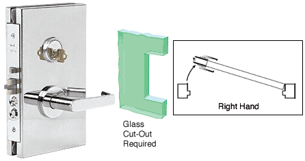 C.R. Laurence CRL 6&quot;x10&quot; RH Polished Stainless Finish Center Lock with Deadlatch in Office Function | DL610R0PS