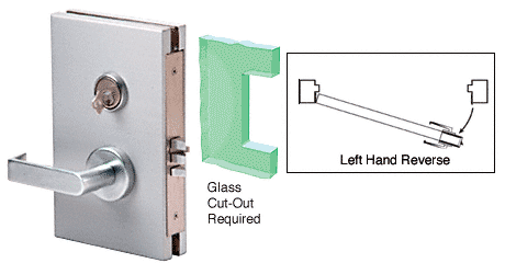 C.R. Laurence CRL 6&quot;x10&quot; LHR Brushed Stainless Finish Center Lock with Deadlatch in Class Room Function | DL611LMBS