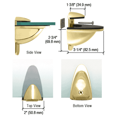 C.R. Laurence CRL Brass Heavy-Duty Adjustable Shelf Bracket- Pack of 2 Brackets  | DL661BR2