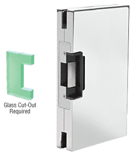 C.R. Laurence CRL 6&quot;x10&quot; RH/LHR Polished Stainless Finish Custom Center Lock Glass Keeper With Deadlatch Electric Strike | DLER610PS