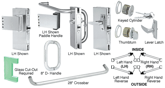 C.R. Laurence CRL 4&quot;x10&quot; RHR Satin Chrome Custom Center Lock with Deadlatch | DLR411SCC
