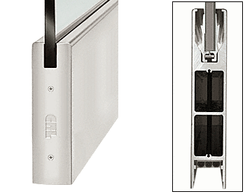 C.R. Laurence CRL Brushed Stainless 10&quot; Square Single Door Rail without Lock for 3/4&quot; Glass - 35-3/4&quot; Length | DR10SBS34S