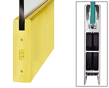 C.R. Laurence CRL Polished Brass 10&quot; Square Style Door Rail without Lock for 1/2&quot; Glass - Custom Length | DR10SPB12C