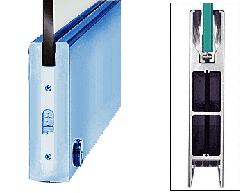 C.R. Laurence CRL Custom Color 10&quot; Square Single Door Rail with Lock for 1/2&quot; Glass - Custom Length | DR10SPT12CL