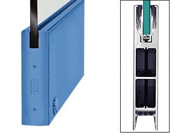 C.R. Laurence CRL Custom Painted 10&quot; Square Door Rail With Lock for 3/4&quot; Glass - Custom Length | DR10SPT34CL