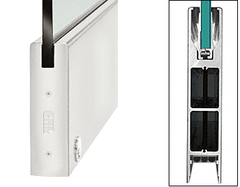 C.R. Laurence CRL Clear Anodized 10&quot; Square Single Door Rail With Lock for 3/4&quot;(19mm) Glass - 35-3/4&quot; Length | DR10SSA34SL