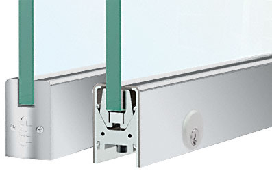 C.R. Laurence CRL Satin Anodized Low Profile Custom Length Door Rail With Lock for 1/2&quot; Glass | DR2SSA12CL