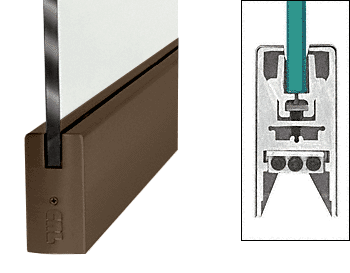 C.R. Laurence CRL Oil Rubbed Bronze 4&quot; Square Style Door Rail without Lock for 1/2&quot; Glass - Custom Length | DR4S0RB12C