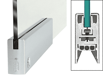 C.R. Laurence CRL Brushed Stainless 9-1/2&quot; Door Rail Squared Style for 3/8&quot; Glass With Lock | DR4SBS38PL